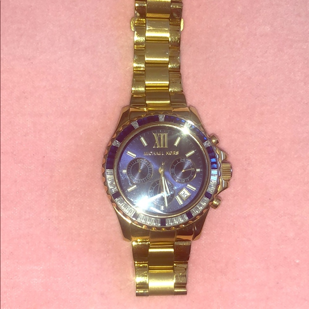 Michael Kors Gold Watch w/ Sapphire &clear cryatal